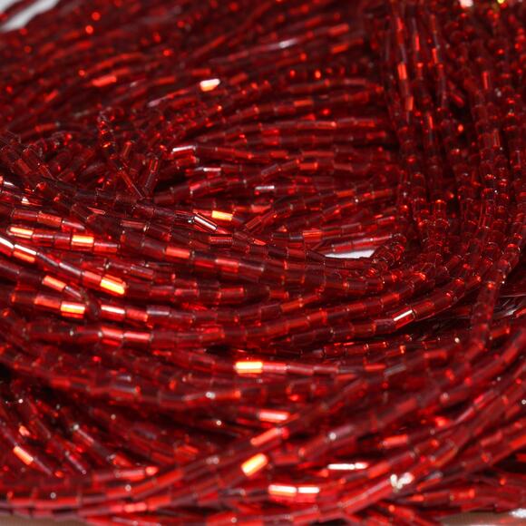 Vintage Bohemian Red Glass Bugle Bead Necklace, 24 Strands, No Clasp, 1970s - Picture 2 of 10